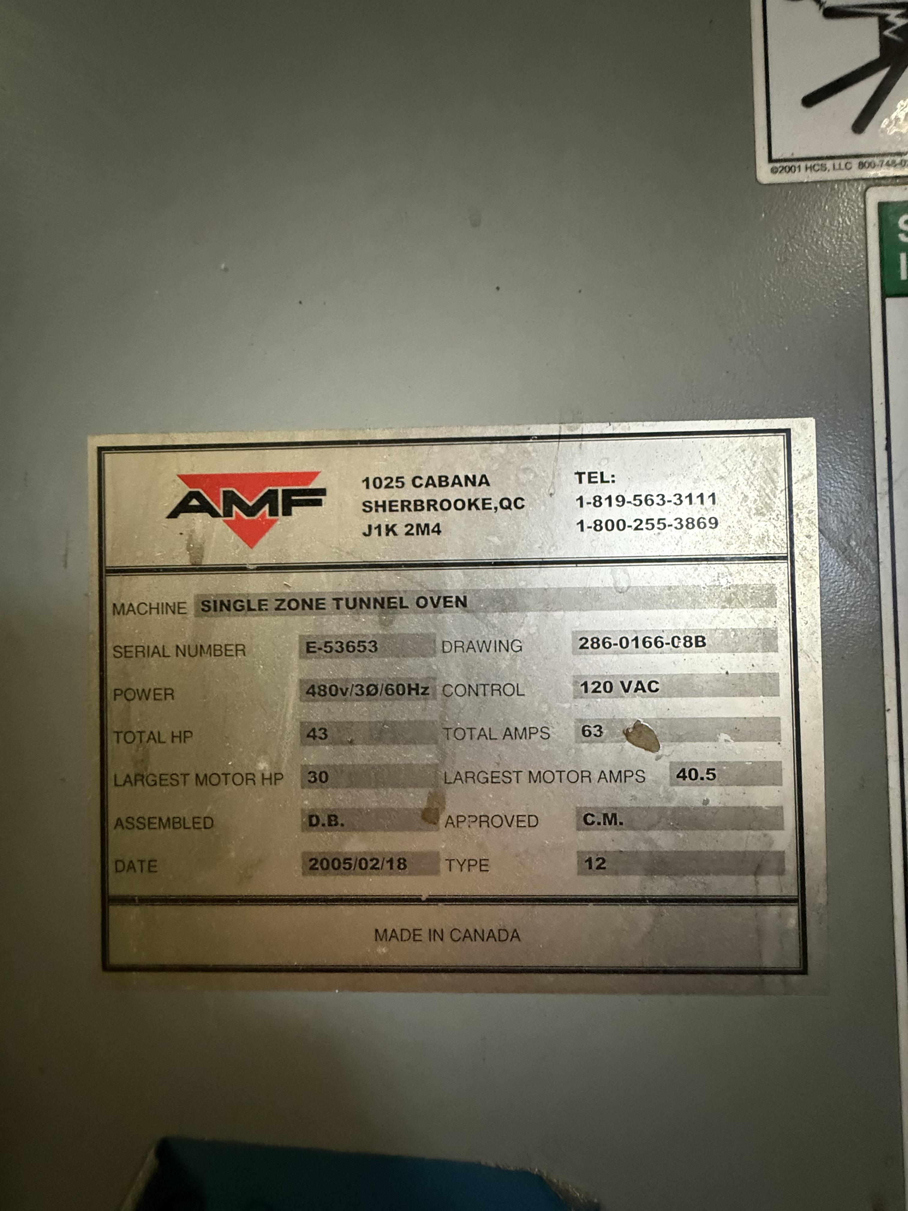 Used AMF Single Zone Tunnel Bagel Oven