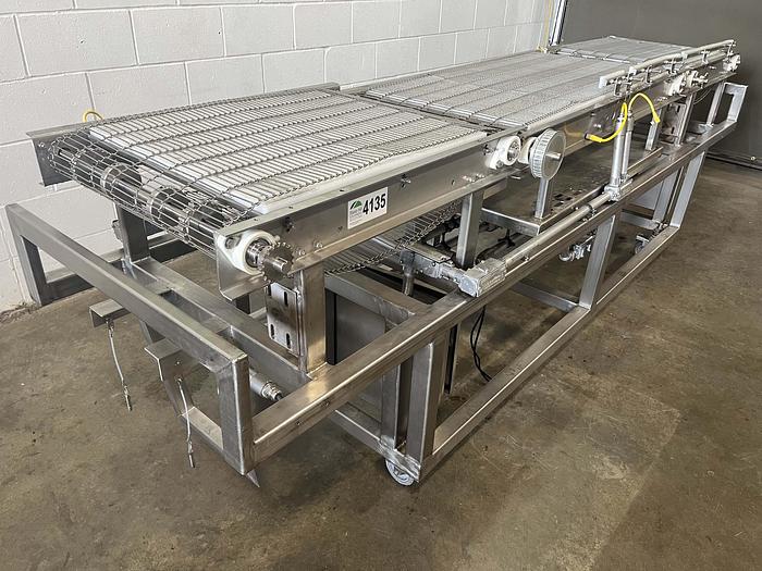 Used Three-Section Wire Conveyor with Rails