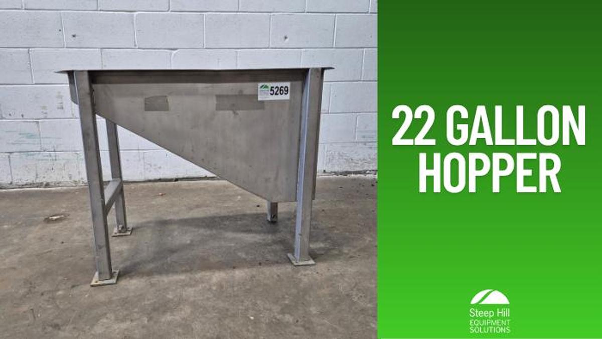 Used 22 Gallon Stainless Steel V-Bottom Trough Hopper