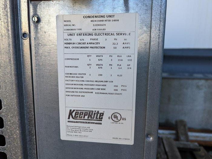 Used KeepRite KEZA150H8HT5B Condensing Unit for Sale at Steep Hill
