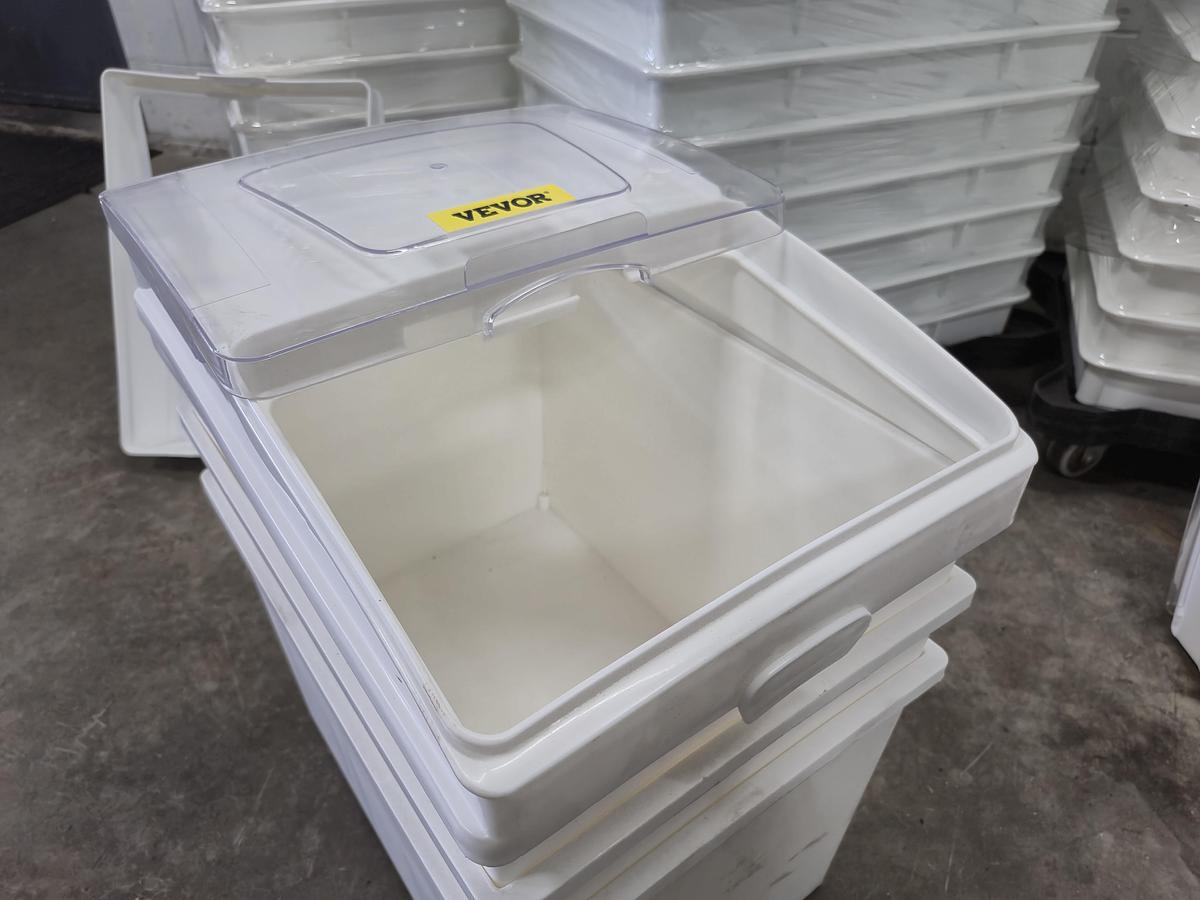 Used Commercial Pizza Dough Trays, Dollies, and Mobile Ingredient Bin Lot