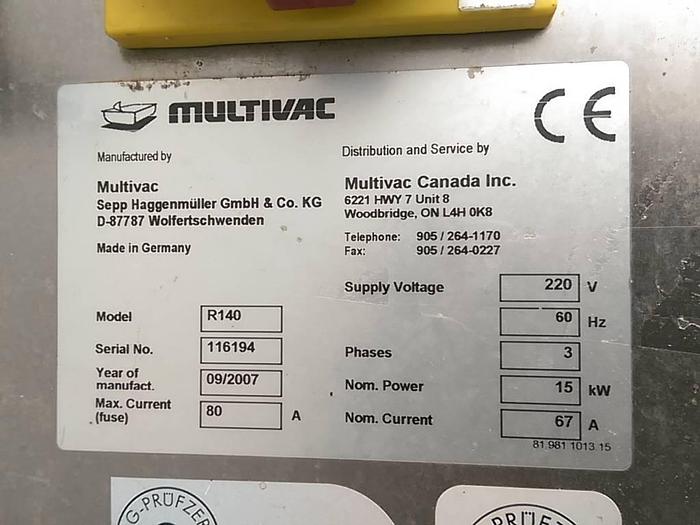 Used Multivac R140 Rollstock Thermoformer Machine