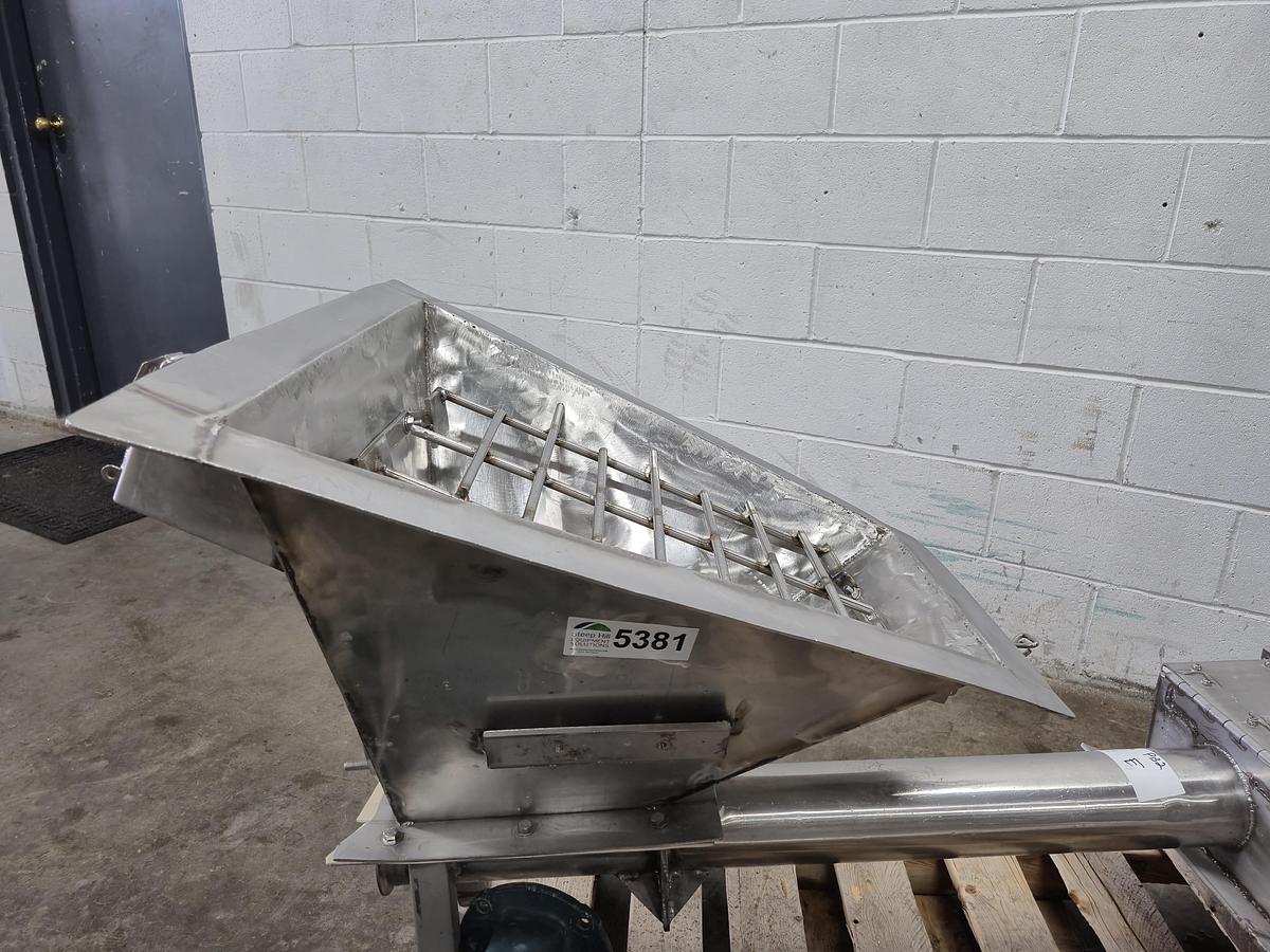 Used Stainless Steel Sanitary Screw Conveyor with Hopper and Drive Motor