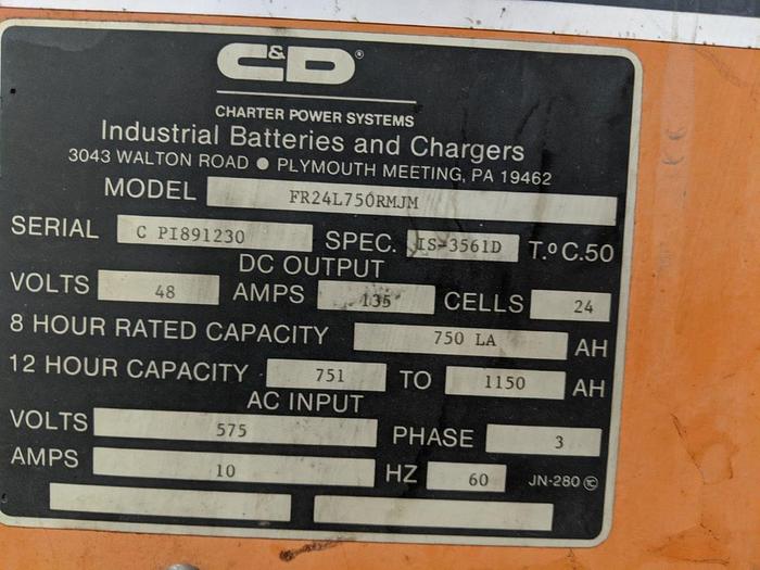 Used C&D Ferro Five® 48V Motive Power Charger