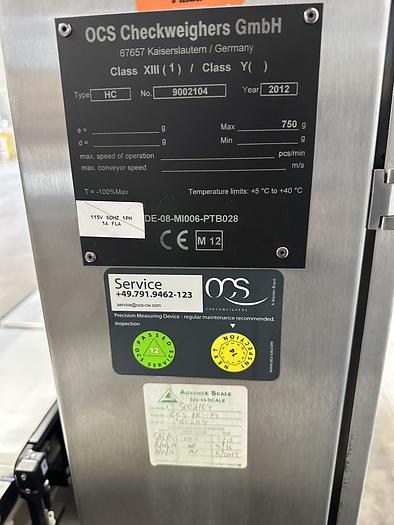 Used OCS Type HC Checkweigher