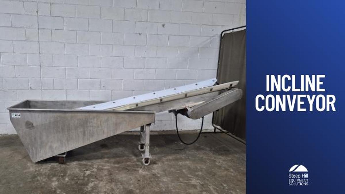 Used Incline Conveyor with Dump Tank