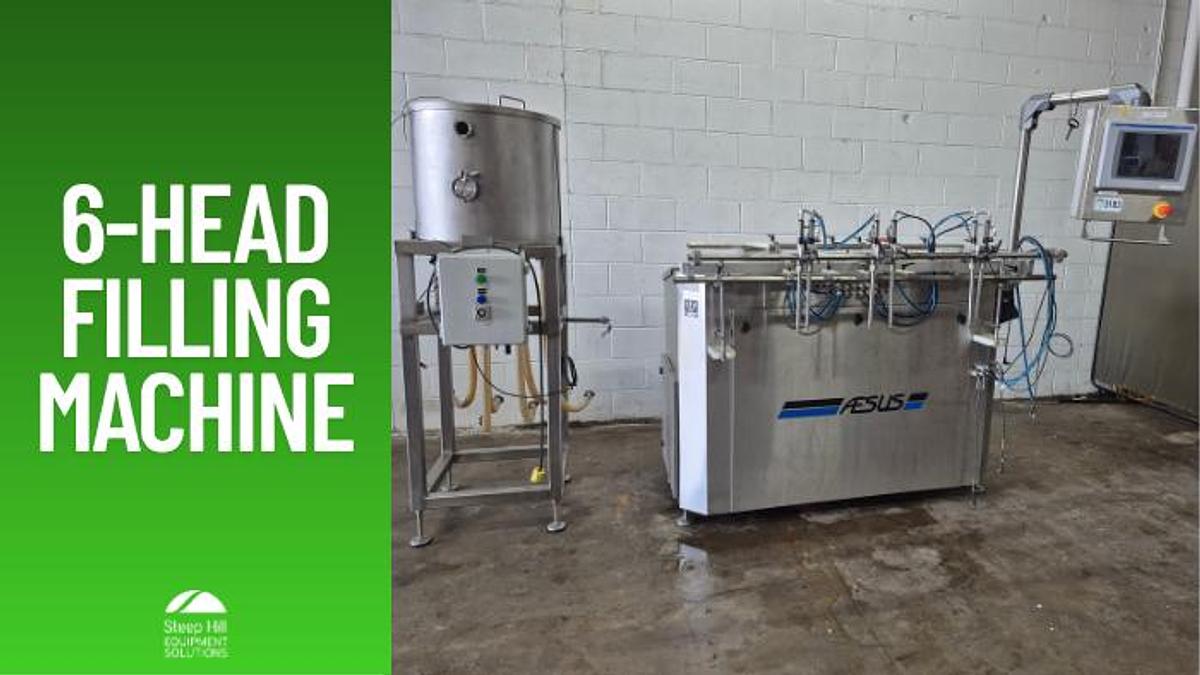 Used Aesus AESFill AF6 Fully Automatic 6-Head Liquid Filling Machine