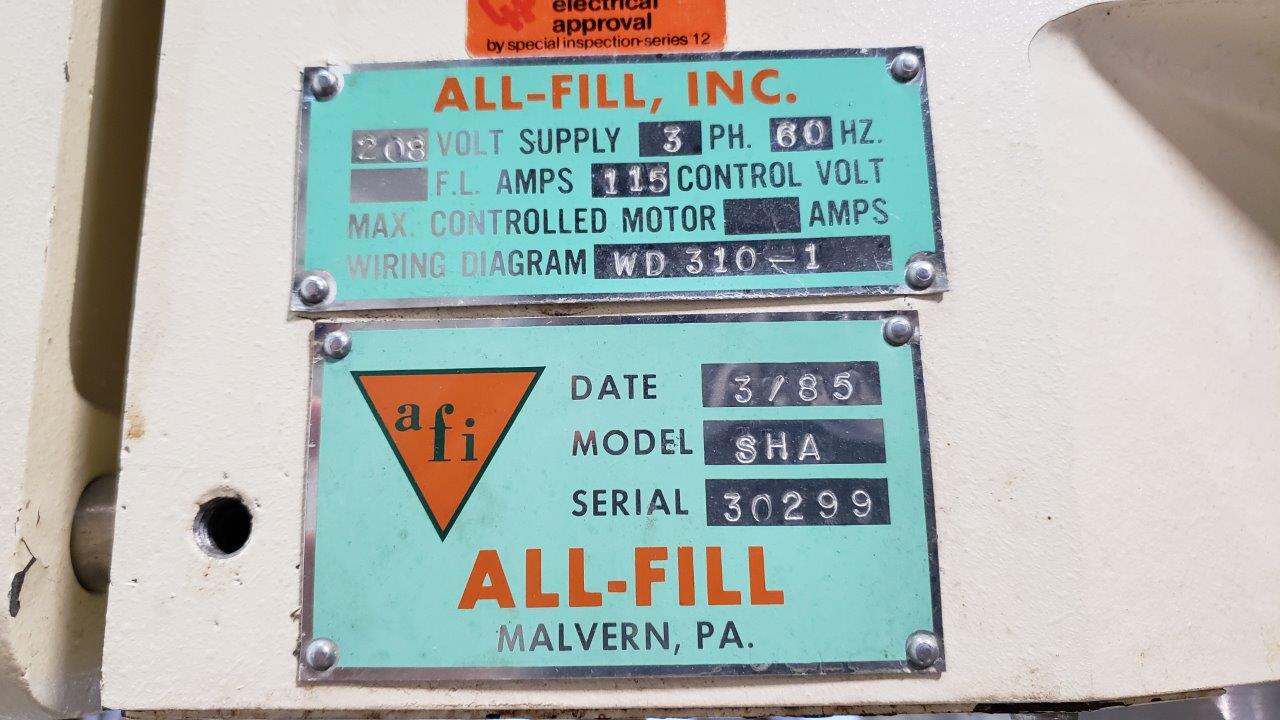 Used All-Fill SHA Single Head Automatic Auger Filler