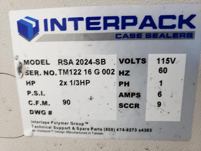 Used Interpack Random Semi-Automatic Case Sealer RSA 2024-SB
