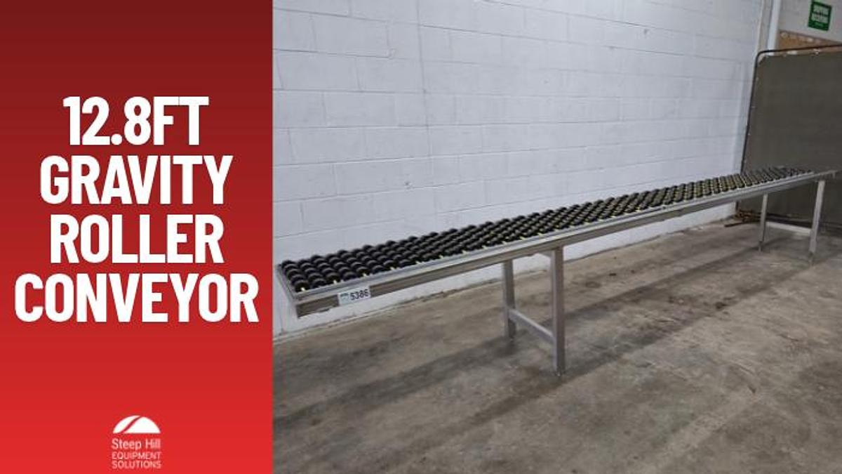 Used 12.8 Ft Gravity Roller Conveyor