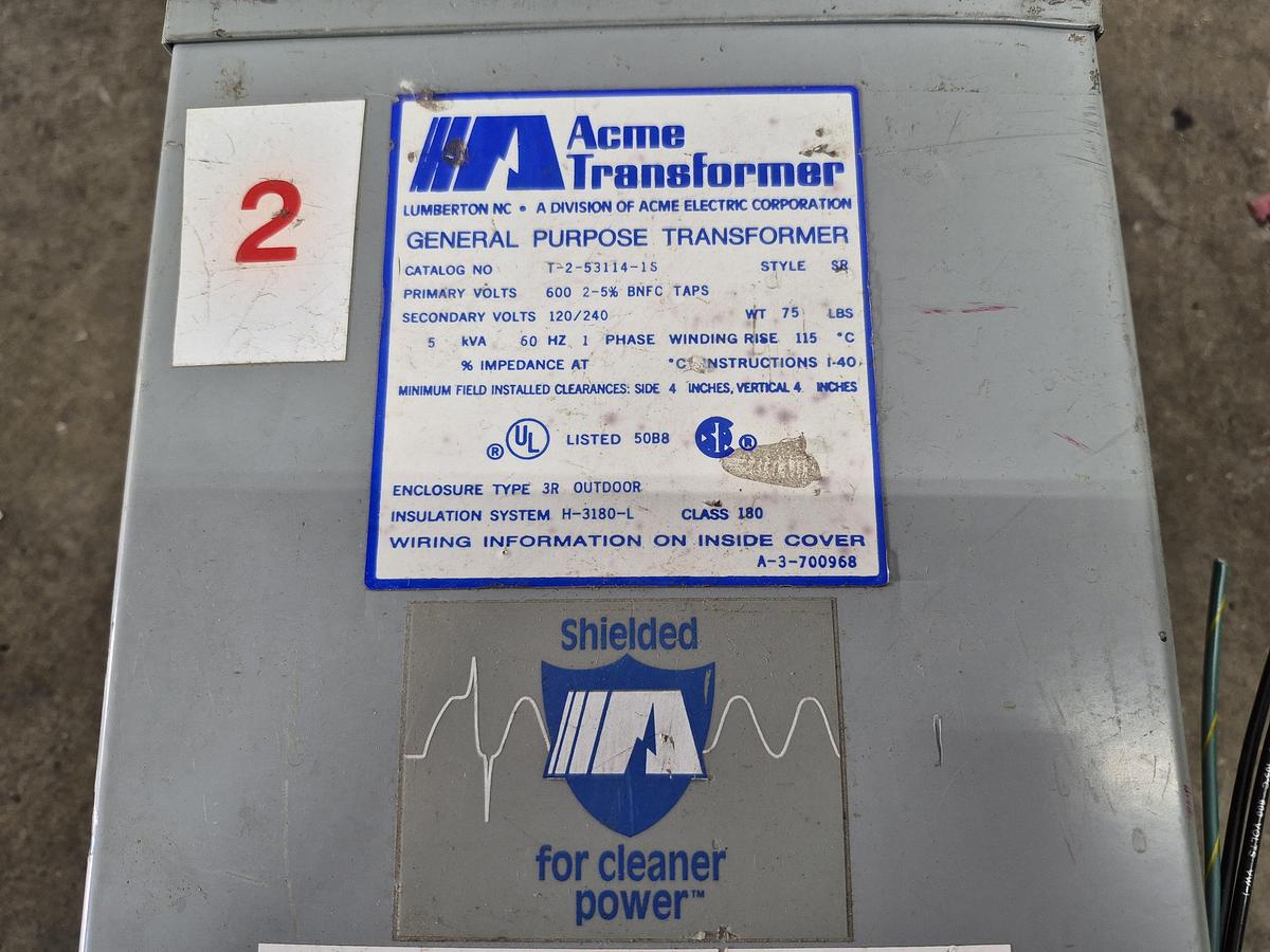 Used Acme T-2-53114-1S Encapsulated Dry-Type Transformer