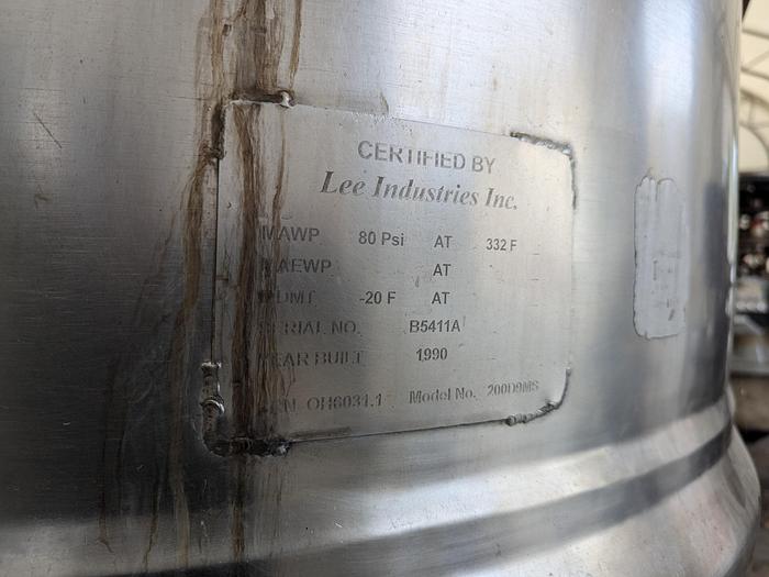 Used Lee 200 Gal. Jacketed Kettle 200MDS