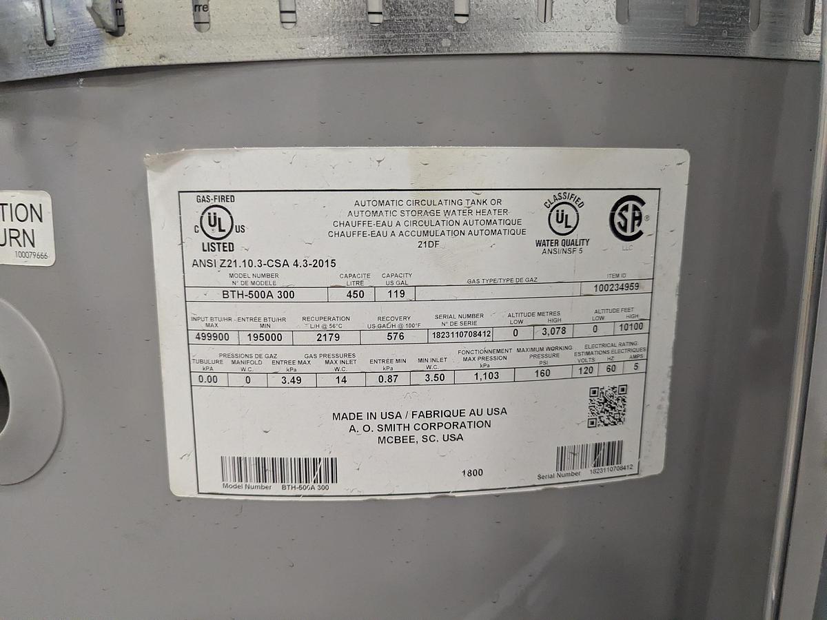 Used A.O. Smith Cyclone MXi Gas Water Heater