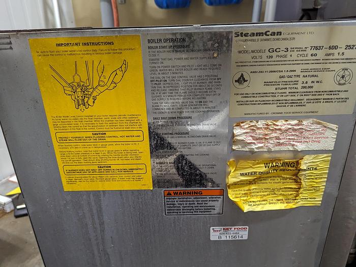 Used Crown Steam GC-3 Gas Pressure Steamer