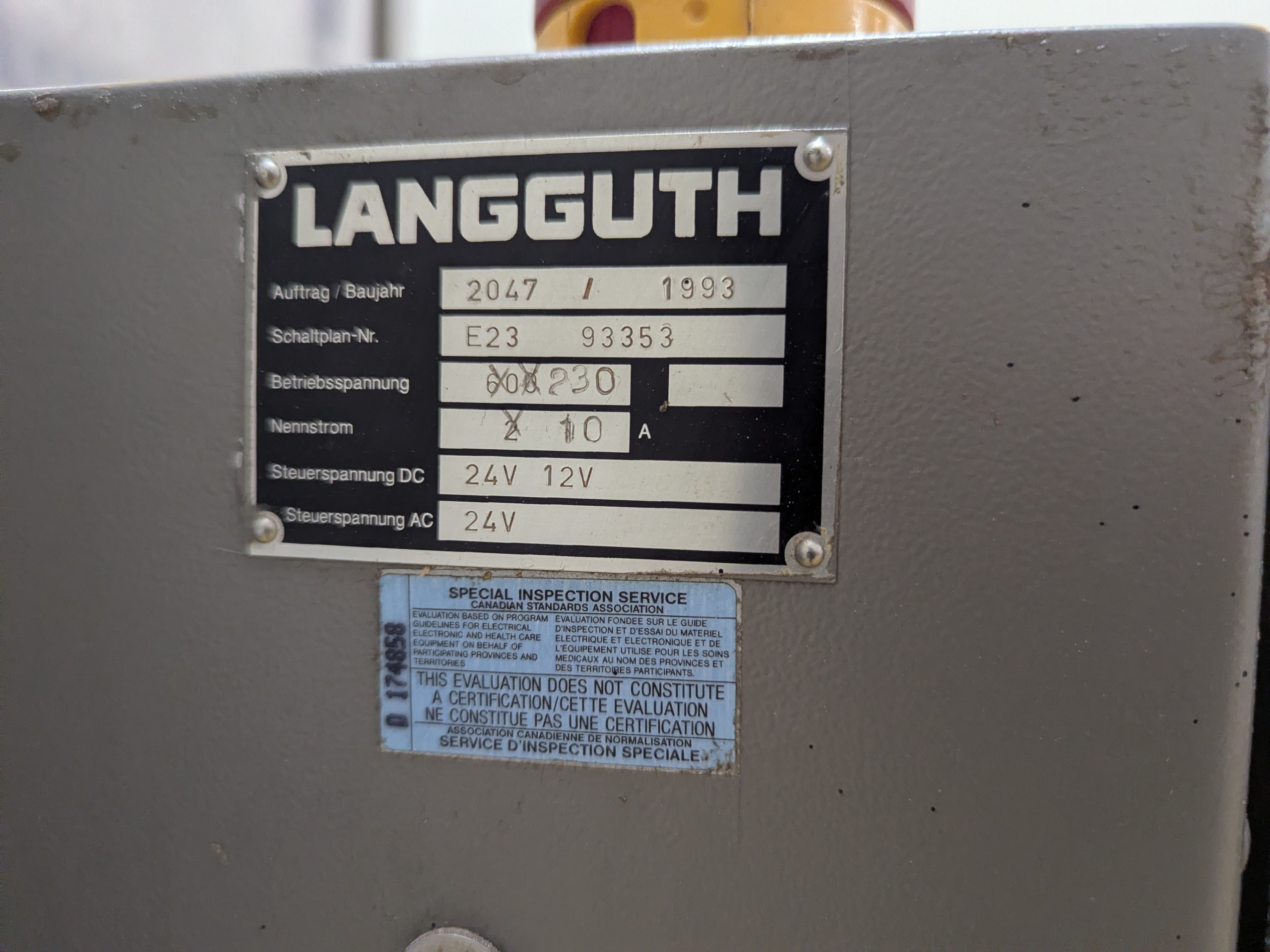 Used Langguth Cold Glue Labeller with Conveyor