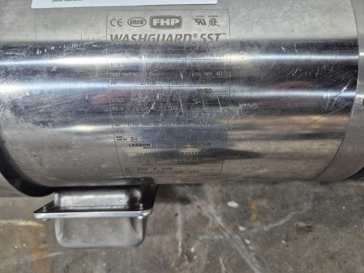 Used Washguard SST 2/1.5 HP Electric Motor with Grove Gear Reducer