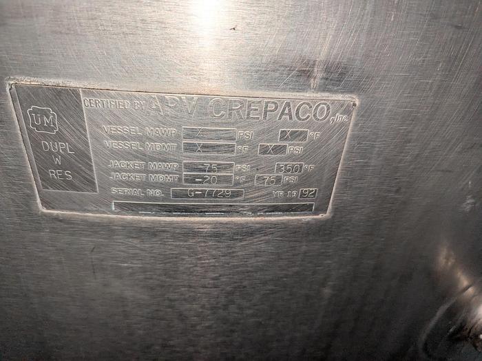 Used APV Crepaco 600 Gal. Processing Tank