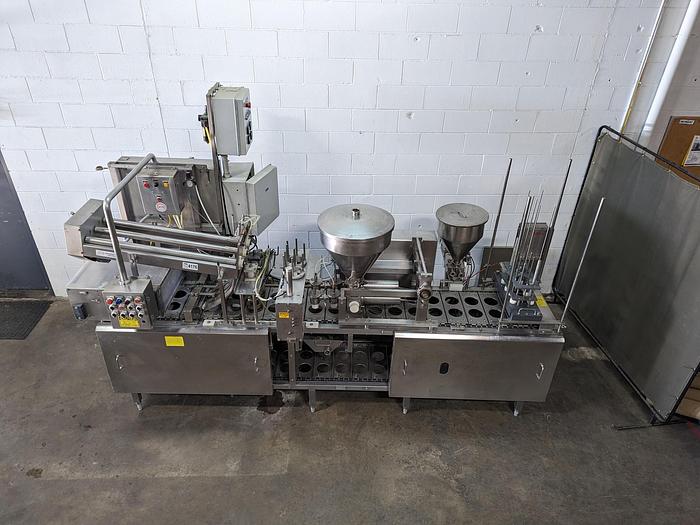 Used Modern Packaging 2 Lane Cup Filler
