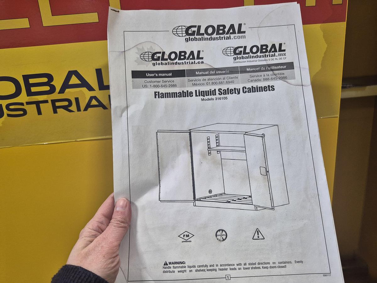 Used Global Industrial Flammable Liquid Storage Cabinet