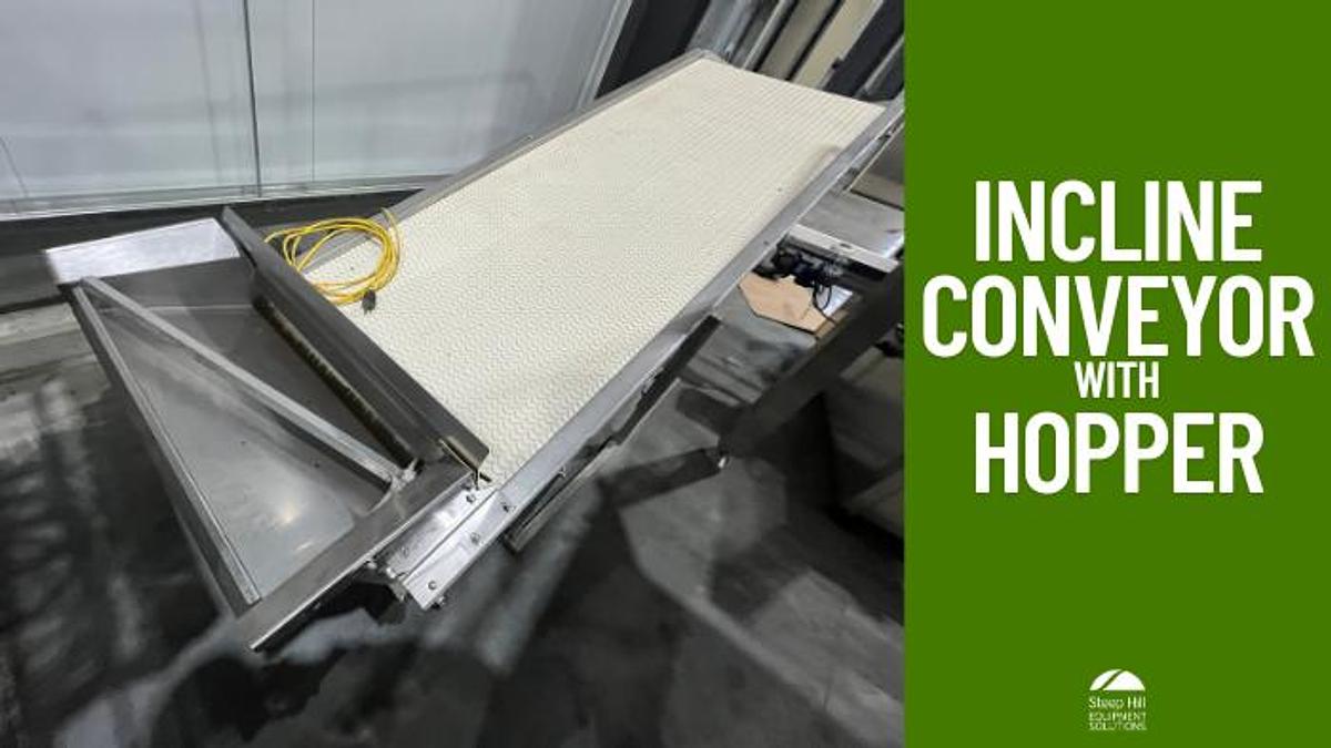 Used Scalloped Belt Incline Conveyor with Hopper