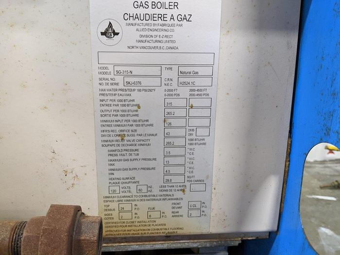 Used Allied SG-315 Natural Gas Boiler