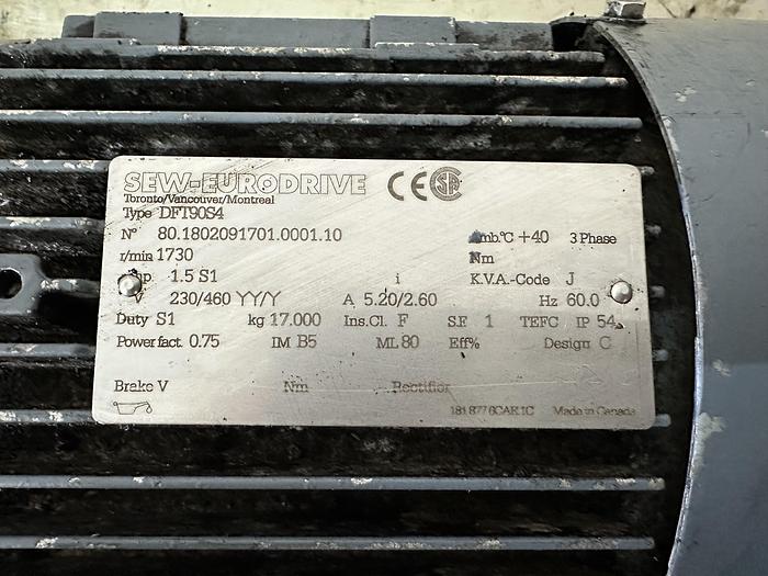 Used Sew-Eurodrive 1.5HP Auger Drive Motor