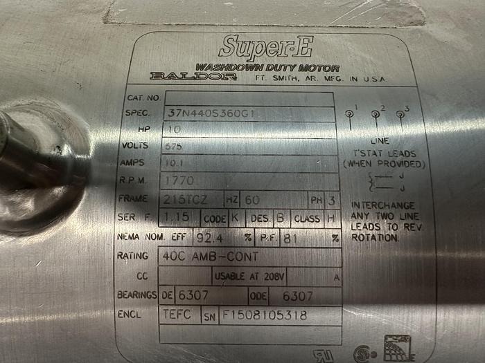Used Baldor 10HP Washdown Motor