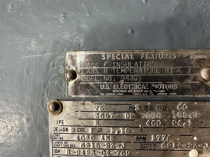 Used US Electric 75 HP Motor