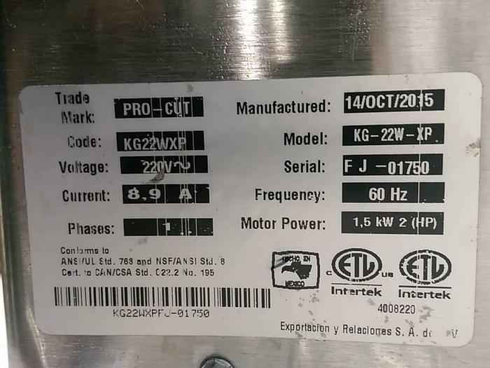 Used Pro-Cut KG-22-WXP Meat Grinder