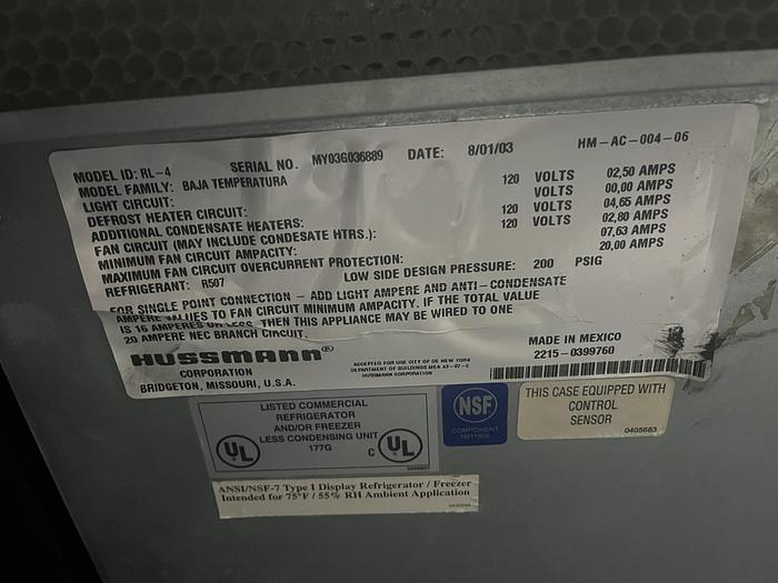 Used Hussman RL-4 4 Door Reach-In