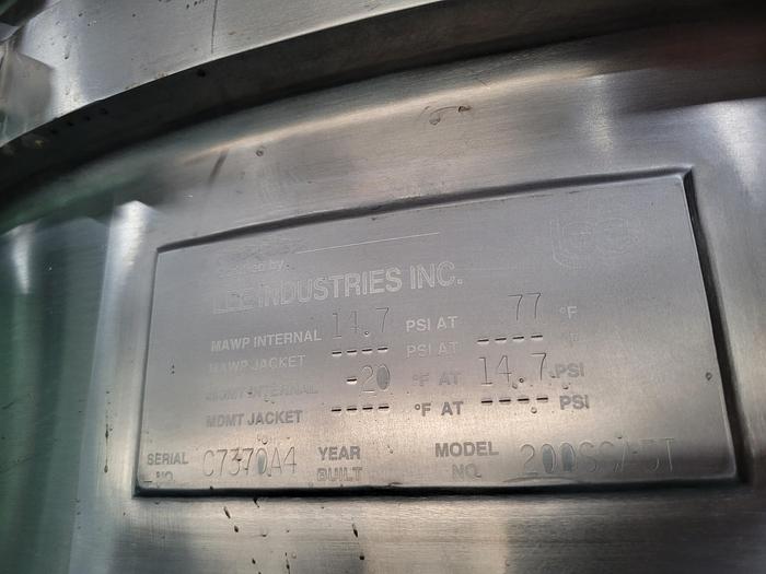Used Lee 200SS-5T Liquid Mixer with Agitation