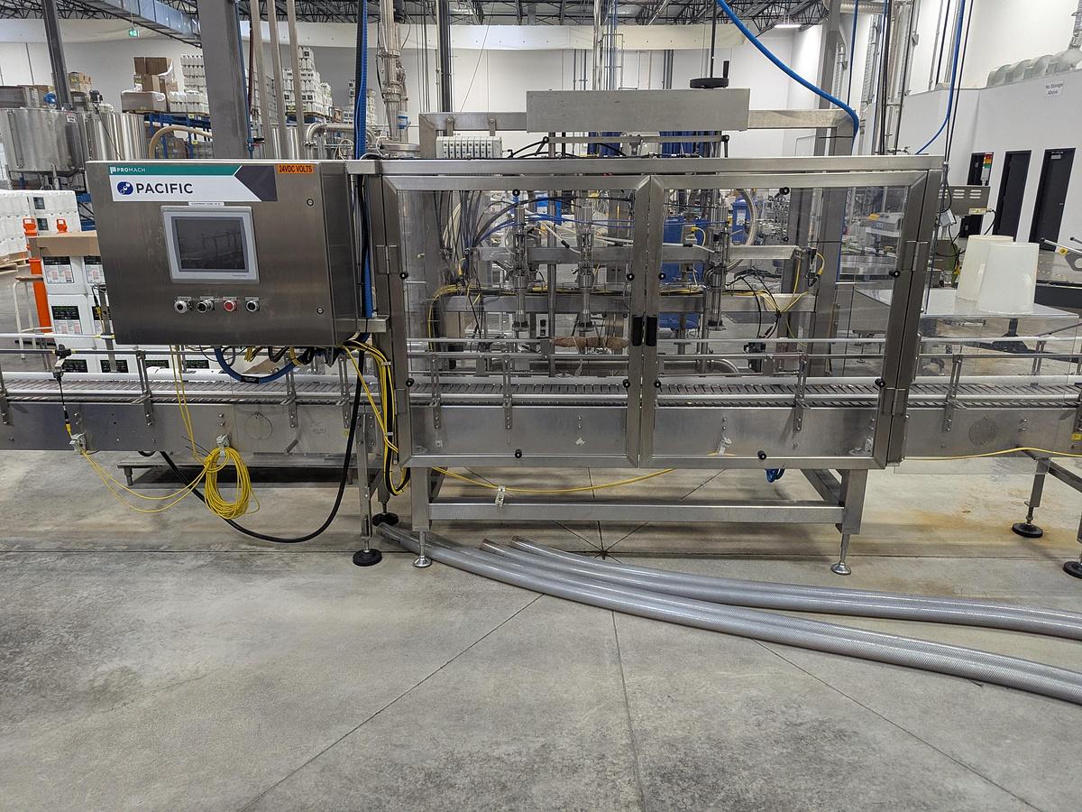 Used Promach 4 Head Pail Filling Line Including Filler, Capper & Date Coder