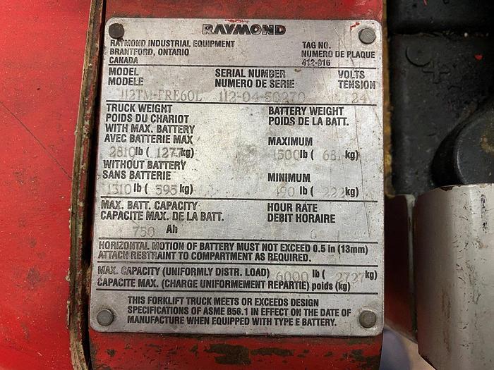 Used Raymond 112TM-FRE60L Rider Pallet Jack