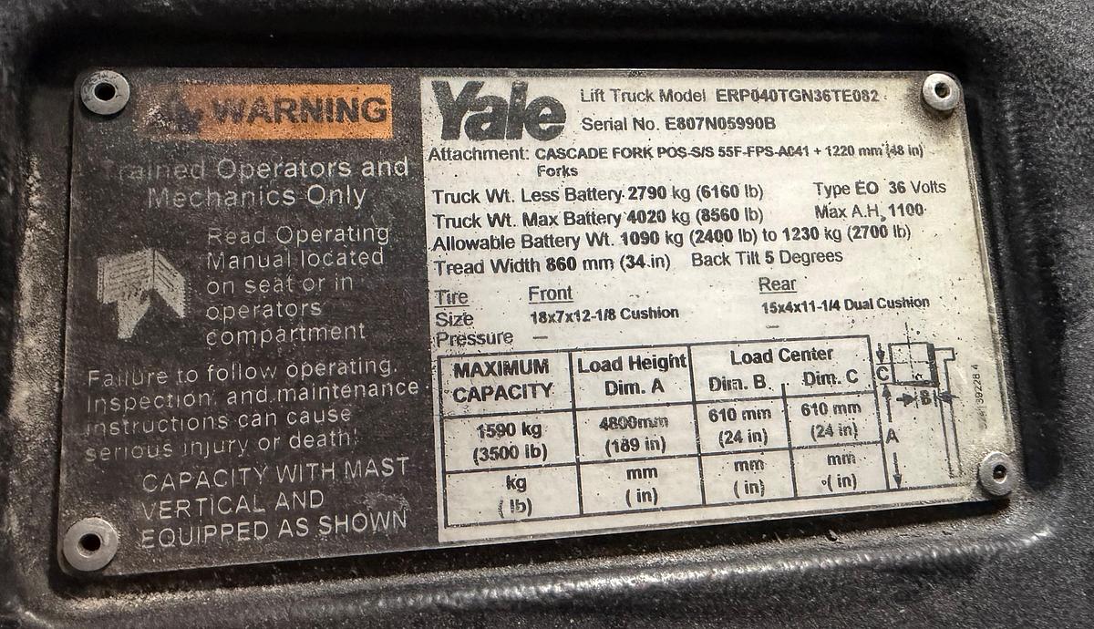 Used Yale Electric Sit-Down Rider Forklift