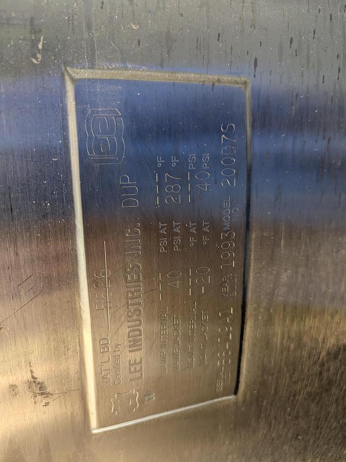 Used Lee 200D7S 200 Gallon Kettle