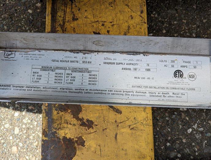 Used Duke E101-E Convection Oven