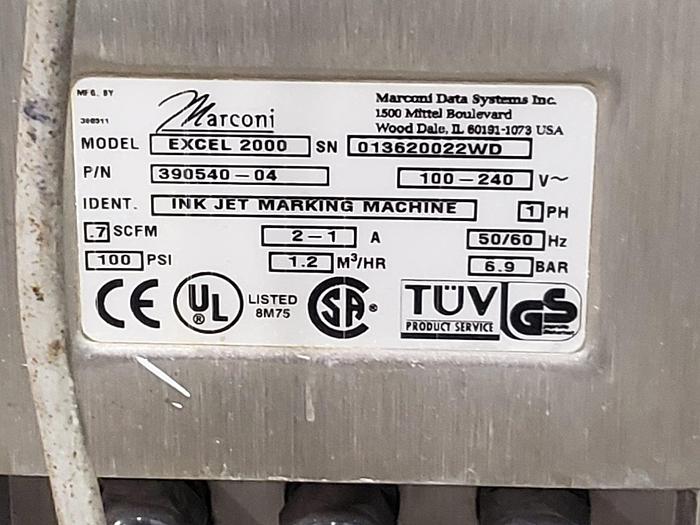 Used Marconi VIDEOJET Excel 2000 Ink Jet Printer