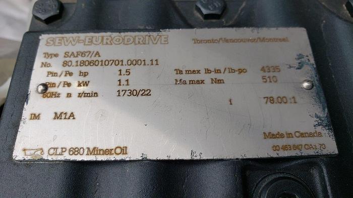 Sew-Eurodrive SAF67 Helical-worm Gear Motor