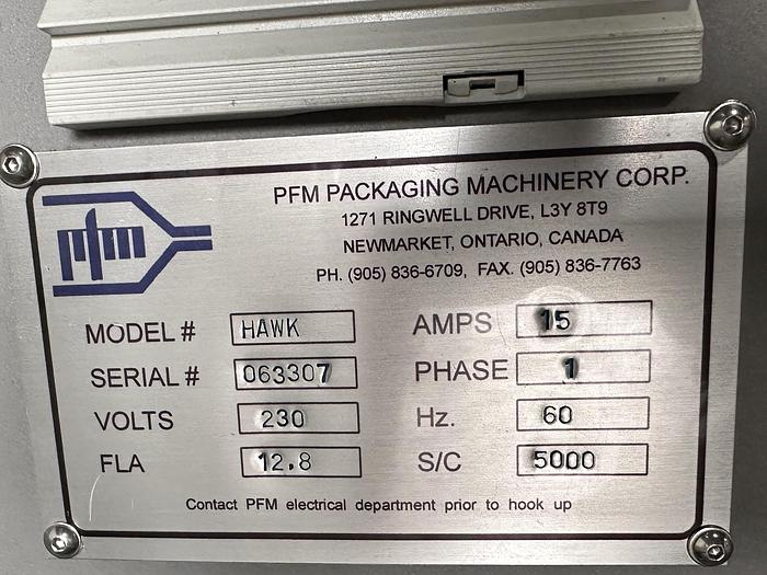 Used PFM Hawk Horizontal Flow Wrapper