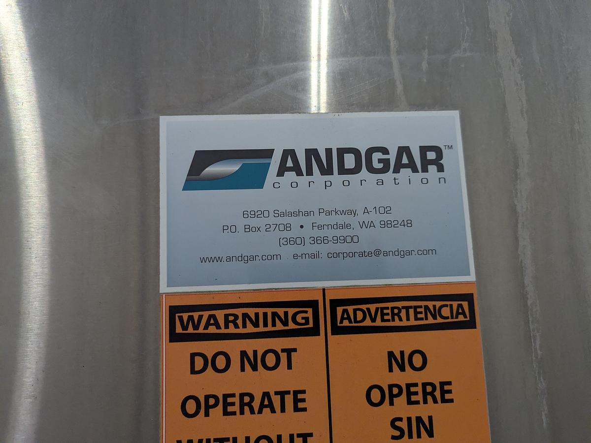 Used Andgar Tray Washer with Infeed & Outfeed Conveyors