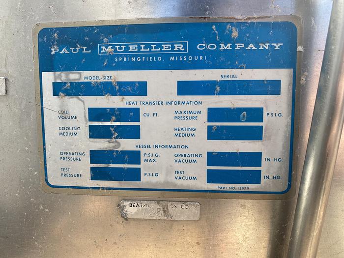Used Mueller MP600 Jacketed Cooling Tank
