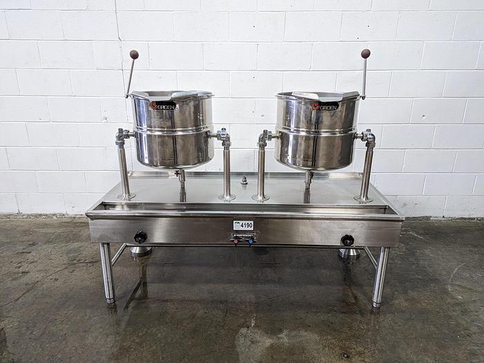 Used Groen Twin 10 Gallon Tilting Kettles