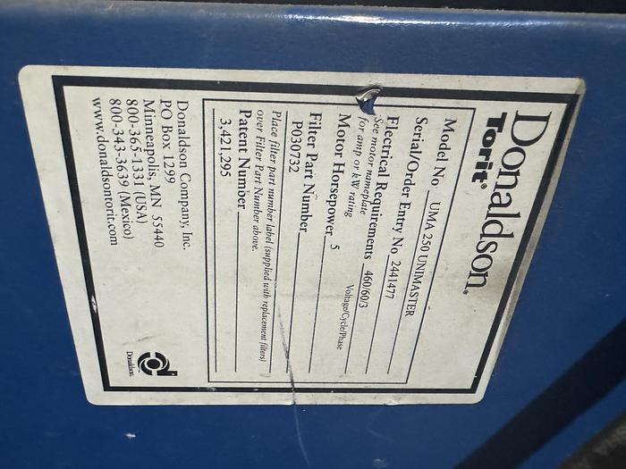 Used Donaldson Torit UMA 250 Unimaster