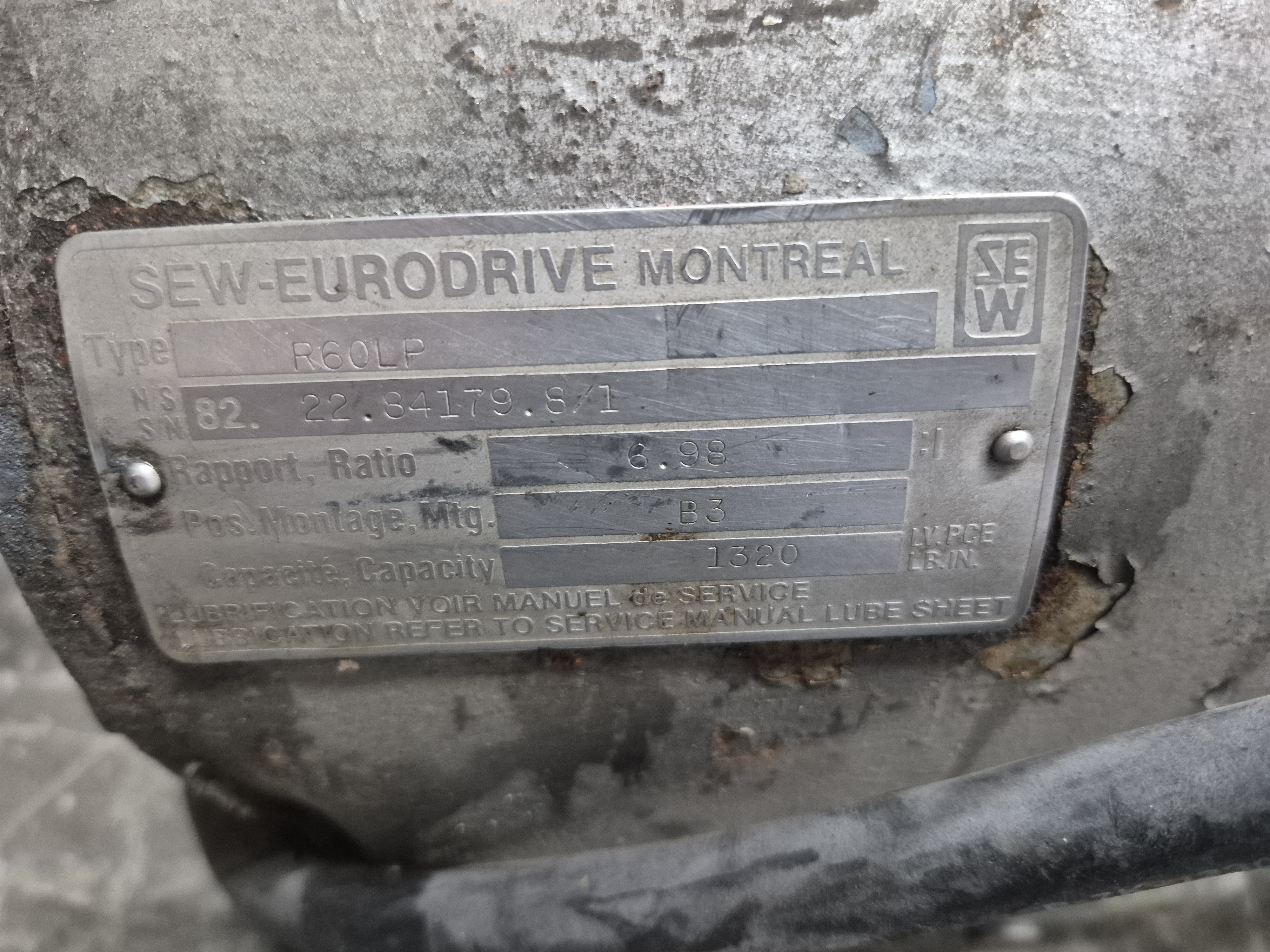 Used Sew-Eurodrive R60LP Helical Speed Reducer 