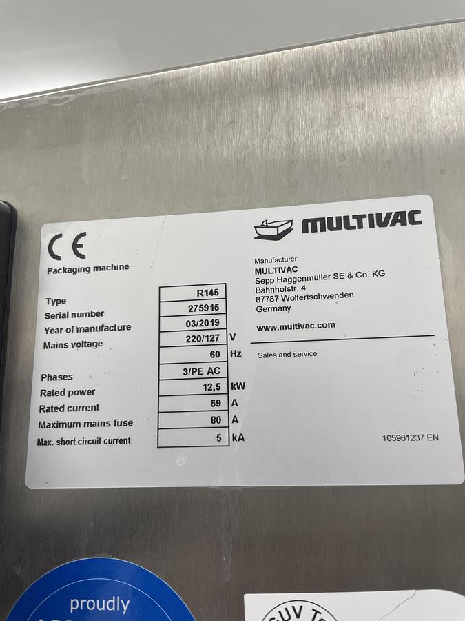 Used MULTIVAC R145 Thermoforming Packaging Machine