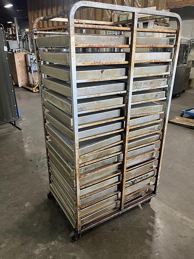 Used Roll-In Double Oven Rack with Pans