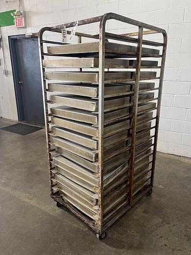 Used Roll-In Double Oven Rack with Pans