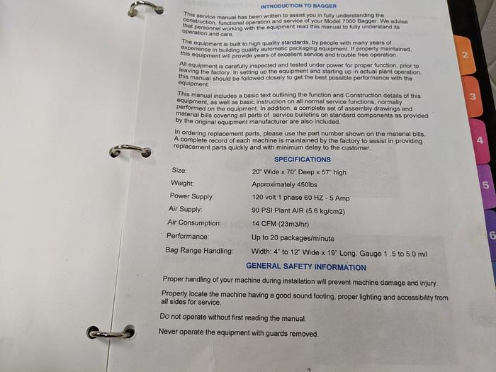 Used Jaguar M7000 Pre-Made Pouch Bagger