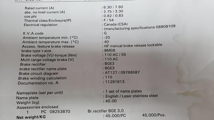 Sew-Eurodrive DFV112-AC Motor