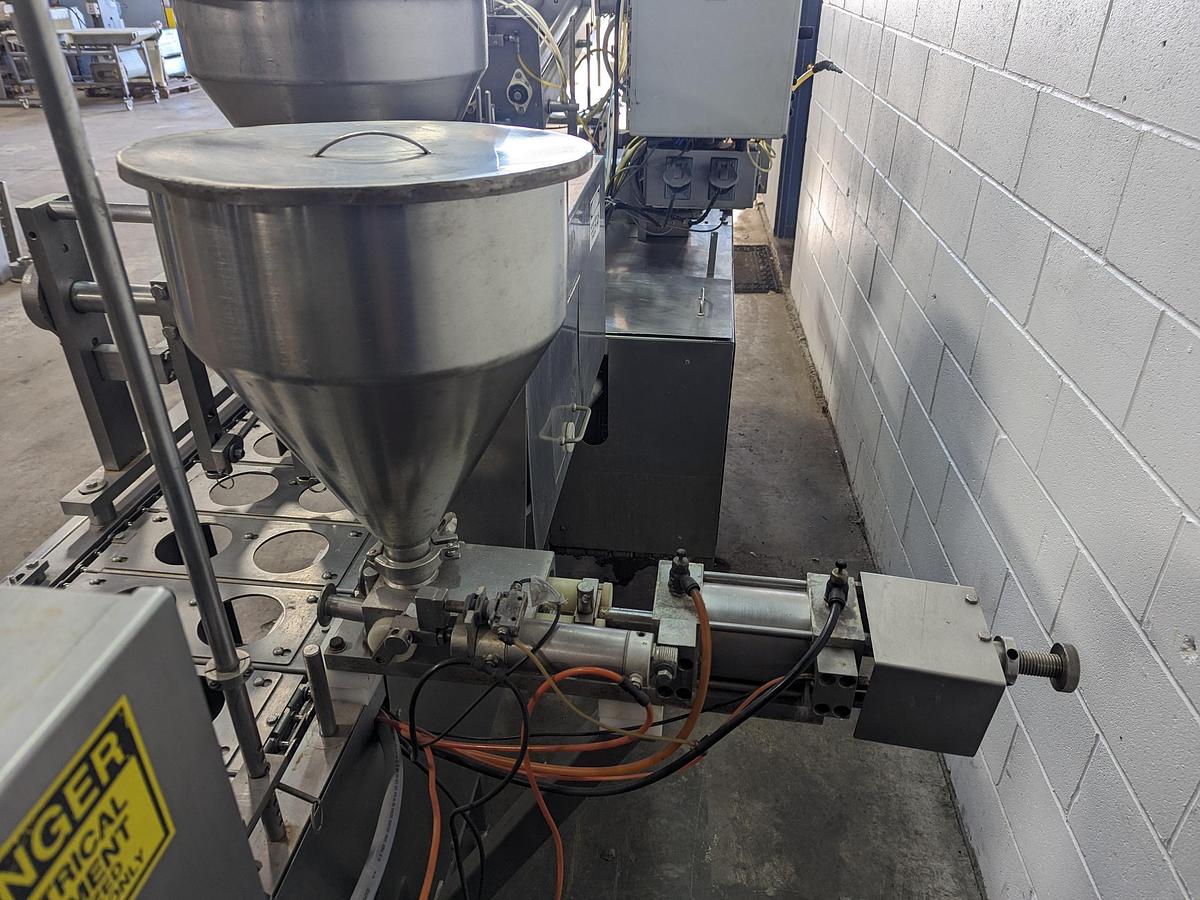 Used Modern Packaging 2 Lane Cup Filler